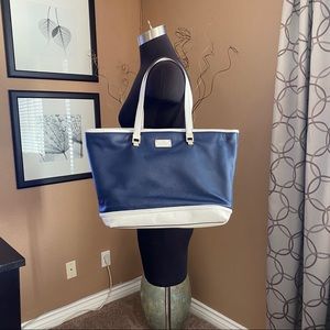 KATE SPADE Leather Tote Blue and Ivory